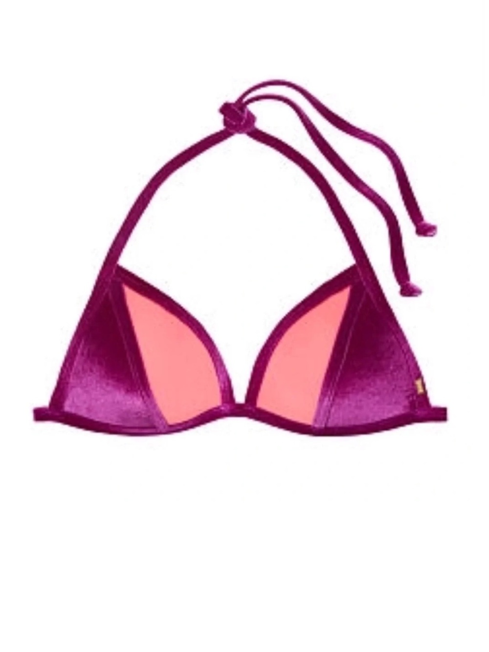 Victoria's‎ Secret Pink M Bikini Top Fuchsia Velvet Color Block Push-Up Swim